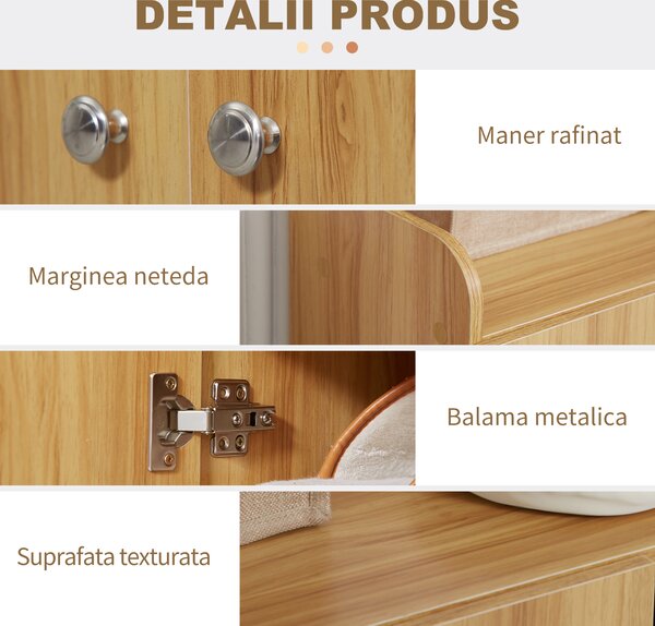 HOMCOM Dulap de pantofi din lemn pentru 12 perechi de pantofi cu 4 rafturi deschise, 83x30x90 cm | Aosom Romania
