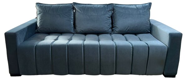 Canapea ZARA extensibila, 3 locuri, cu lada de depozitare, catifea albastru deschis , 220x95x80 Albastru Deschis, Catifea