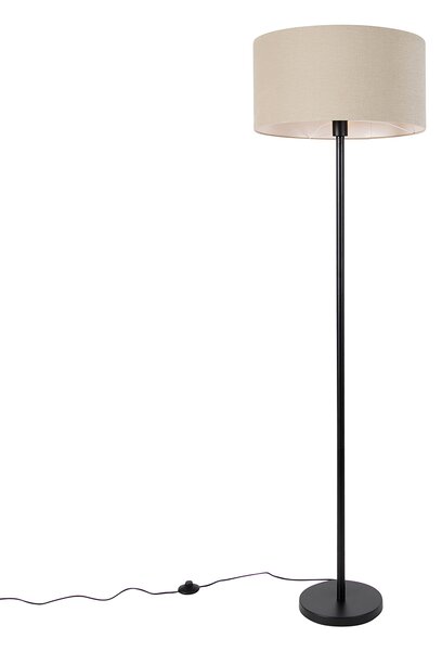 Lampa de podea neagra cu abajur maro deschis 50 cm - Simplo