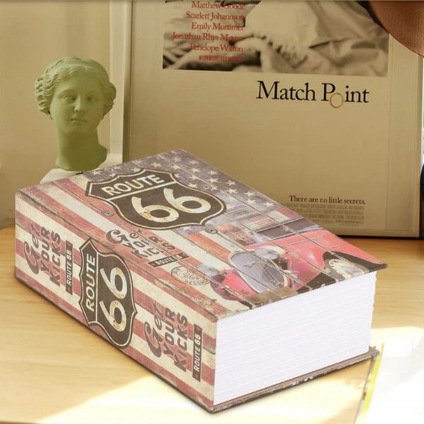 Seif secret tip carte cu cheie pentru blocare, Route 66, 24 x 15 cm