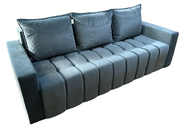 Canapea ZARA extensibila, 3 locuri, cu lada de depozitare, catifea albastru deschis , 220x95x80 Albastru Deschis, Catifea