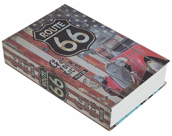 Seif secret tip carte cu cheie pentru blocare, Route 66, 24 x 15 cm