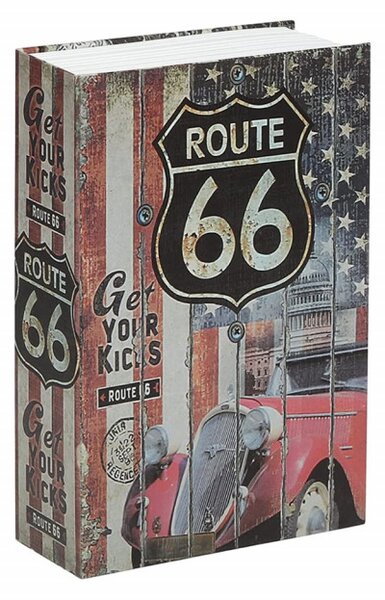 Seif secret tip carte cu cheie pentru blocare, Route 66, 24 x 15 cm