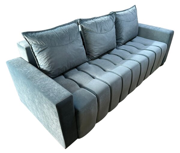 Canapea ZARA extensibila, 3 locuri, cu lada de depozitare, catifea albastru deschis , 220x95x80 Albastru Deschis, Catifea