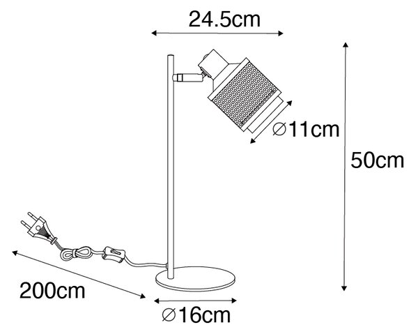 Lampă de masă industrială neagră cu auriu - Kayden
