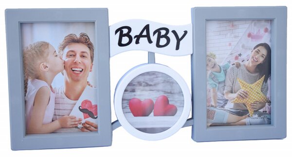Rama foto decorativa Baby love pentru 2 poze, 35 x 16 cm, gri