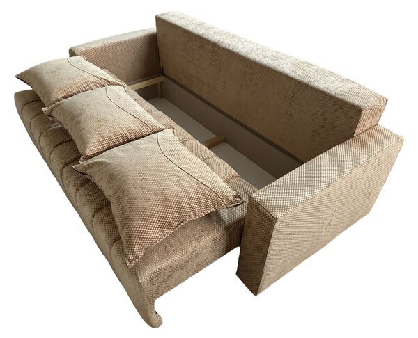 Canapea ZARA extensibila, 3 locuri, cu lada de depozitare, stofa bej auriu , 220x95x80 Bej Auriu, Stofa, 200 cm