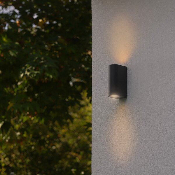 Nordlux Lampă de perete pentru exterior Dion Double, negru, GU10, aluminiu, IP44, reglabil, Negru, Aluminiu