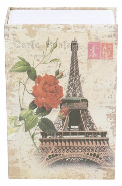 Seif secret tip carte Pufo cu cheie pentru blocare, model Turnul Eiffel, 18 x 12 cm