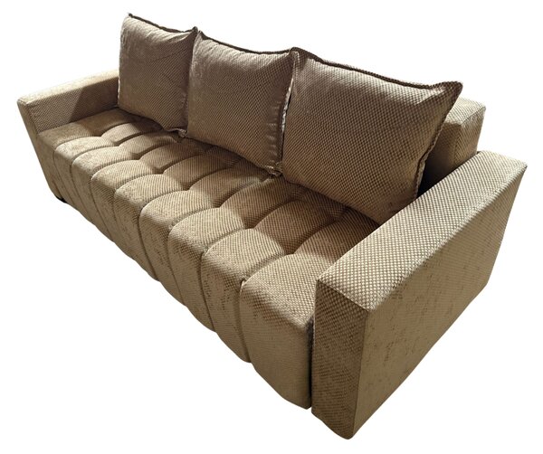 Canapea ZARA extensibila, 3 locuri, cu lada de depozitare, stofa bej auriu , 220x95x80 Bej Auriu, Stofa, 200 cm