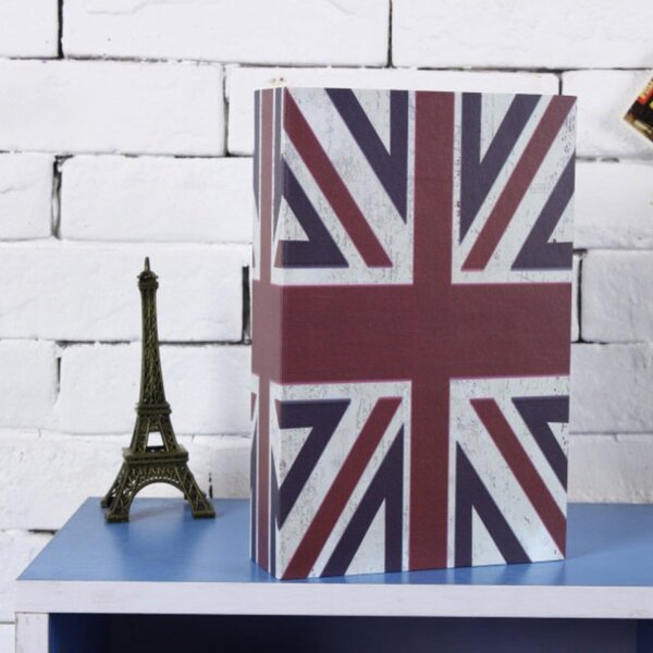 Seif secret tip carte cu cheie pentru blocare, British, 18 x 12 cm