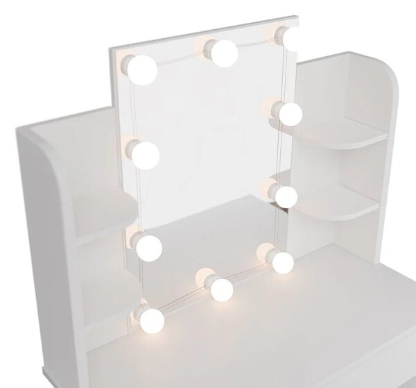 Juskys Masă de toaletă cu iluminare LED - albă