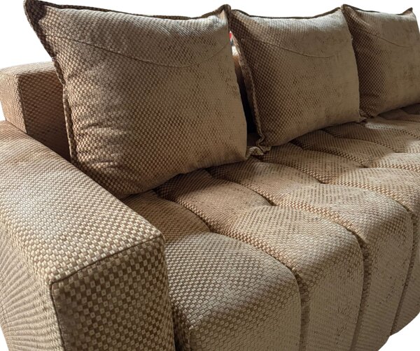 Canapea ZARA extensibila, 3 locuri, cu lada de depozitare, stofa bej auriu , 220x95x80 Bej Auriu, Stofa, 200 cm