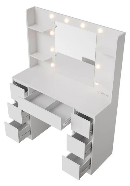 Juskys Masa de toaletă Malia cu iluminare LED - albă