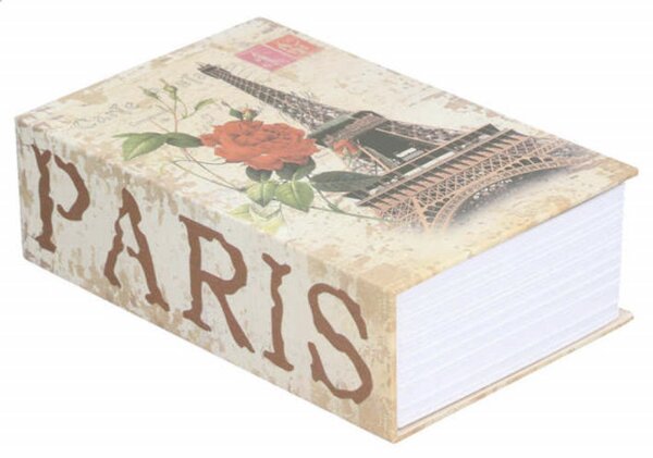 Seif secret tip carte Pufo cu cheie pentru blocare, model Turnul Eiffel, 18 x 12 cm