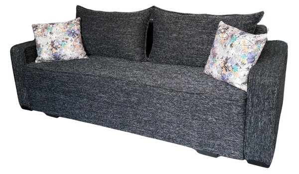Canapea LARISA extensibila, 3 locuri, lada de depozitare, stofa gri inchis, 220x95x85 Stofa, Gri Inchis