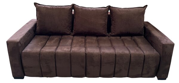 Canapea ZARA extensibila, 3 locuri, cu lada de depozitare, stofa suede maro , 220x95x80 Maro, Stofa Suede