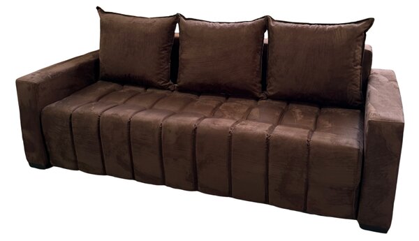 Canapea ZARA extensibila, 3 locuri, cu lada de depozitare, stofa suede maro , 220x95x80 Maro, Stofa Suede