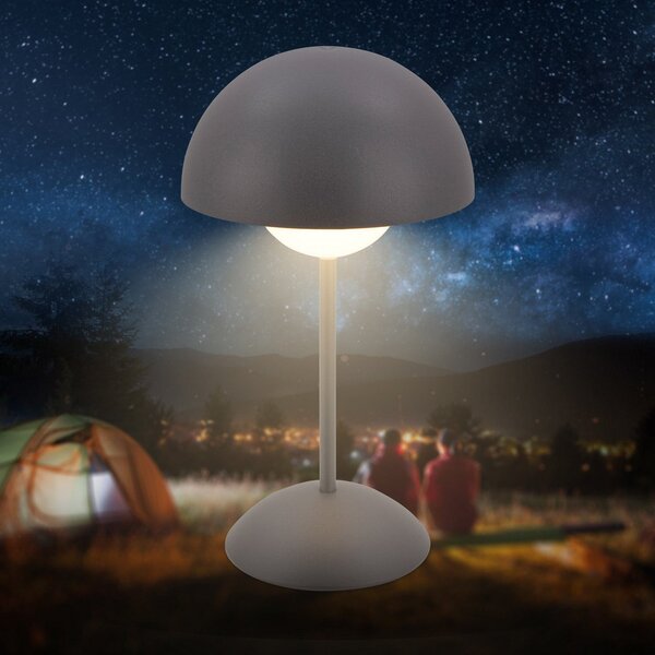 Briloner Lampa de masă cu LED și baterie Kugle, antracit, metal, IP44, dimabil., reglabil, Negru, Metal, Modern