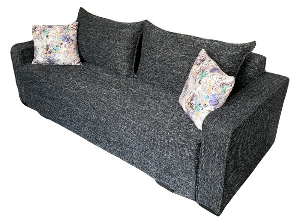Canapea LARISA extensibila, 3 locuri, lada de depozitare, stofa gri inchis, 220x95x85 Stofa, Gri Inchis