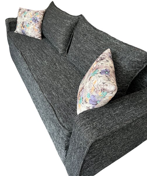 Canapea LARISA extensibila, 3 locuri, lada de depozitare, stofa gri inchis, 220x95x85 Stofa, Gri Inchis