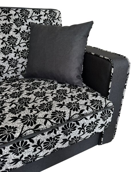 Fotoliu SAMY NEXT extensibil, cu lada de depozitare, stofa gri inchis cu gri deschis , cadru metalic, 103x100x92 Stofa, Gri Inchis + Gri Deschis