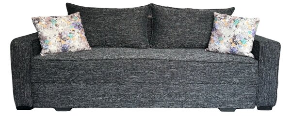 Canapea LARISA extensibila, 3 locuri, lada de depozitare, stofa gri inchis, 220x95x85 Stofa, Gri Inchis