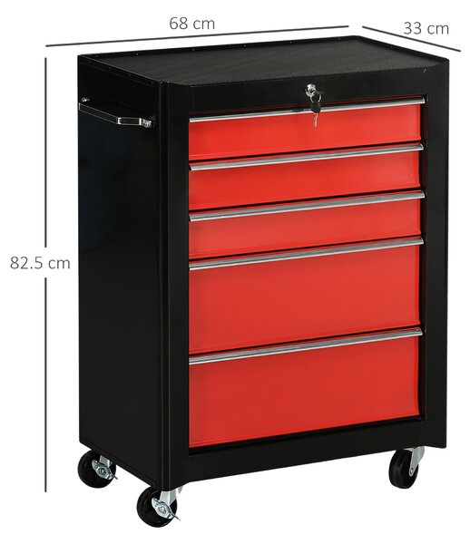 HOMCOM Carucior pentru Ustensile Unelte cu Sertar Rosu 61,5 X 33 X 85cm | Aosom Romania