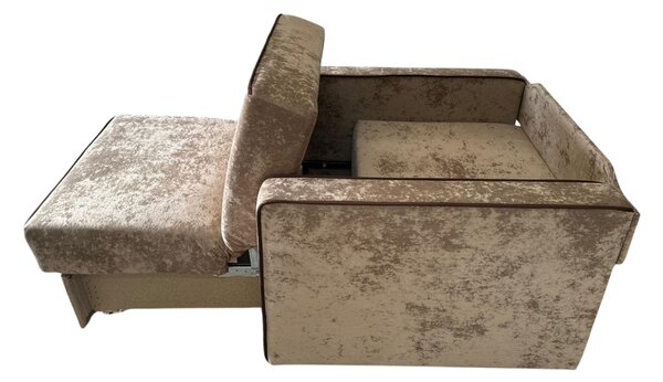 Fotoliu SAMY NEXT extensibil, cu lada de depozitare, catifea plusata bej , cadru metalic ,103x100x92 Catifea plusata, Bej