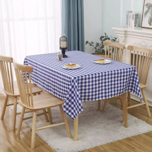 Fata de masa tip musama Pufo Classic, 140 x 180 cm, alb/albastru