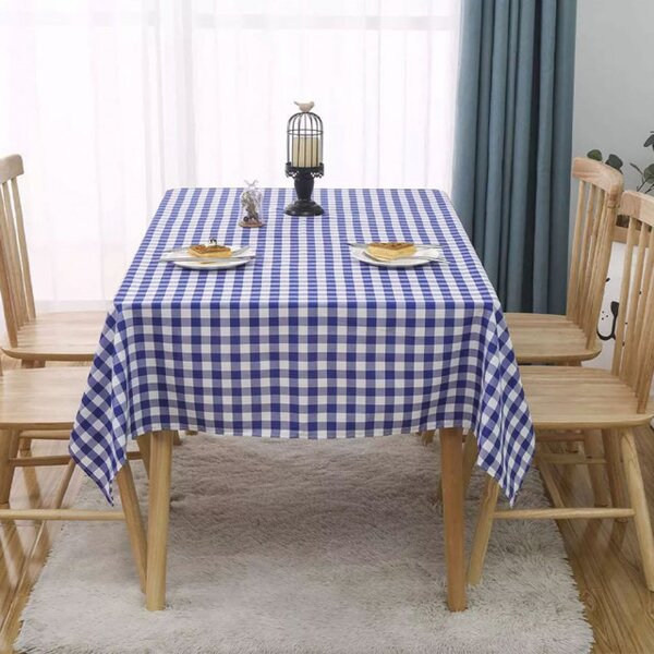 Fata de masa tip musama Pufo Classic, 140 x 180 cm, alb/albastru
