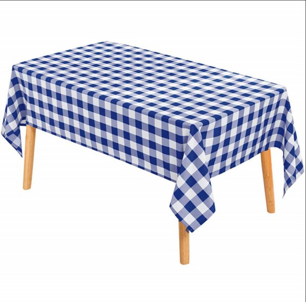 Fata de masa tip musama Pufo Classic, 140 x 180 cm, alb/albastru