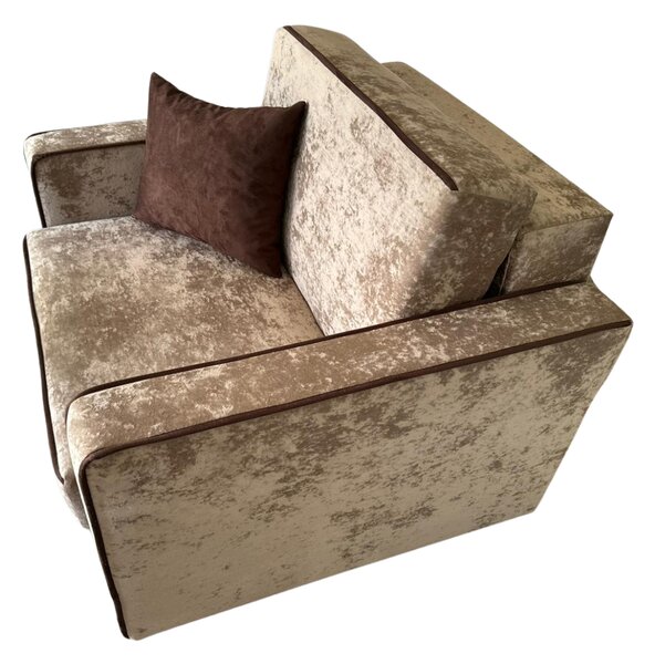 Fotoliu SAMY NEXT extensibil, cu lada de depozitare, catifea plusata bej , cadru metalic ,103x100x92 Catifea plusata, Bej