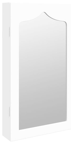 Dulap de bijuterii cu oglindă de perete, alb, 37,5x10x67 cm