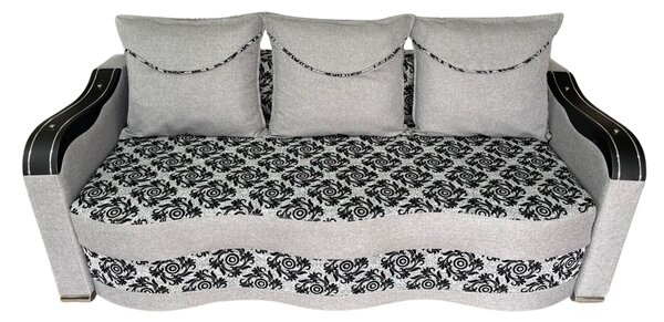 Canapea DIANA extensibila, 3 locuri, cu lada de depozitare, stofa gri cu negru , 220x100x80 Gri + Negru