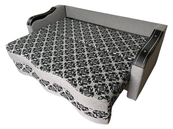 Canapea DIANA extensibila, 3 locuri, cu lada de depozitare, stofa gri cu negru , 220x100x80 Gri + Negru