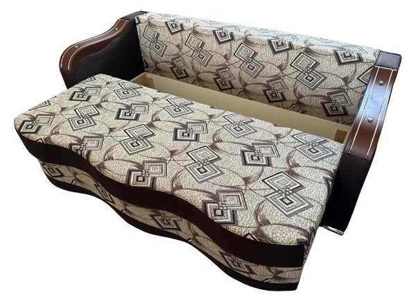 Canapea DIANA extensibila, 3 locuri, cu lada de depozitare, stofa gri cu negru , 220x100x80 Maro + Bej