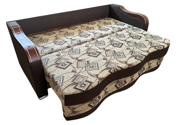 Canapea DIANA extensibila, 3 locuri, cu lada de depozitare, stofa gri cu negru , 220x100x80 Maro + Bej