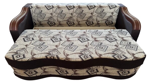Canapea DIANA extensibila, 3 locuri, cu lada de depozitare, stofa gri cu negru , 220x100x80 Maro + Bej