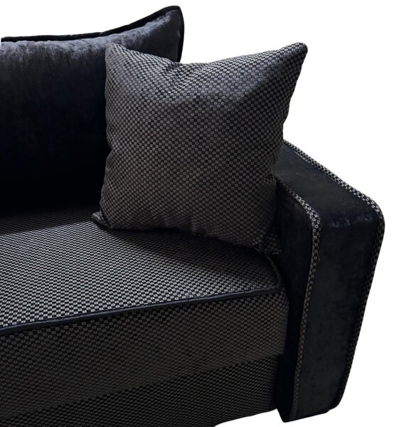 Canapea LARISA extensibila, 3 locuri, lada de depozitare, stofa maro inchis, 220x95x85 Stofa, Maro închis