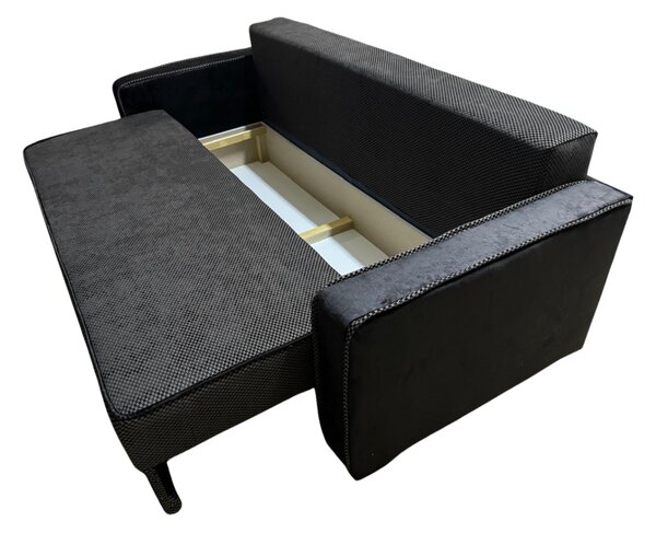 Canapea LARISA extensibila, 3 locuri, lada de depozitare, stofa maro inchis, 220x95x85 Stofa, Maro închis