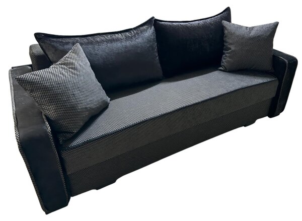 Canapea LARISA extensibila, 3 locuri, lada de depozitare, stofa maro inchis, 220x95x85 Stofa, Maro închis