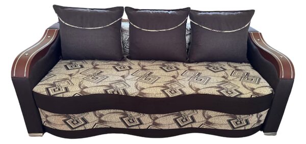 Canapea DIANA extensibila, 3 locuri, cu lada de depozitare, stofa gri cu negru , 220x100x80 Maro + Bej