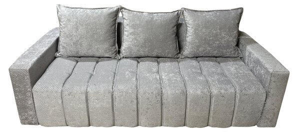 Canapea ZARA extensibila, 3 locuri, cu lada de depozitare, stofa gri lila , 220x95x80 Gri Lila, Stofa, 200 cm
