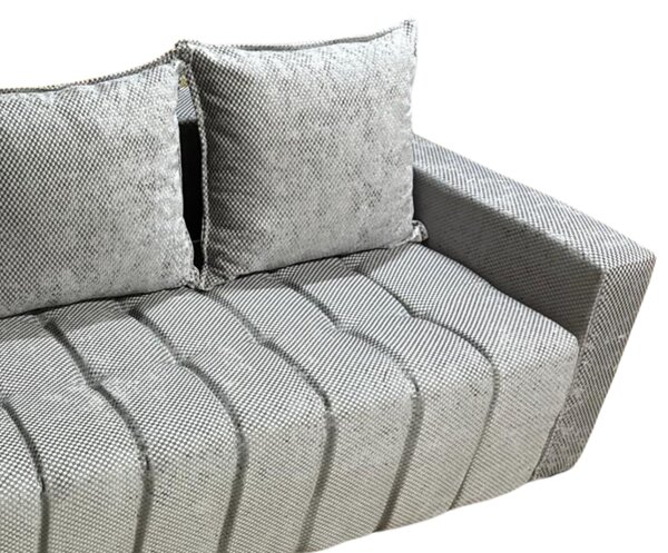 Canapea ZARA extensibila, 3 locuri, cu lada de depozitare, stofa gri lila , 220x95x80 Gri Lila, Stofa, 200 cm