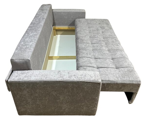 Canapea ZARA extensibila, 3 locuri, cu lada de depozitare, stofa gri lila , 220x95x80 Gri Lila, Stofa, 200 cm