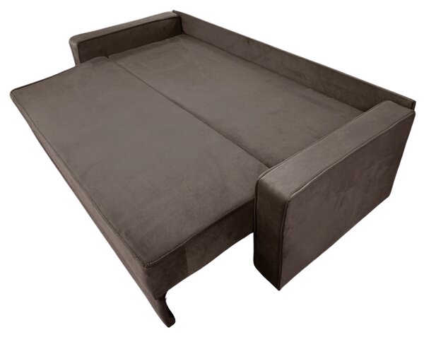 Canapea LARISA extensibila, 3 locuri, lada de depozitare, catifea maro, 220x95x85 Maro, Catifea