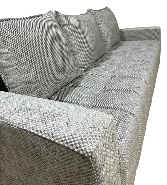 Canapea ZARA extensibila, 3 locuri, cu lada de depozitare, stofa gri lila , 220x95x80 Gri Lila, Stofa, 200 cm