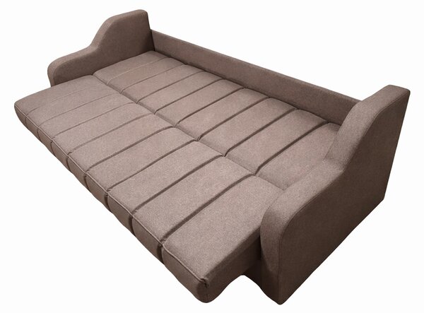 Canapea ALEX extensibila, 3 locuri, cu lada de depozitare, stofa maro, 220x90x90 Maro