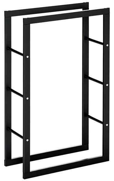 HOMCOM Suport Lemne pentru Interior și Exterior din Țevi de Fier, Capacitate 100 kg, 60x25x100 cm | Aosom Romania